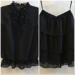 👗Black Chiffon Dress Set ( NWOT)